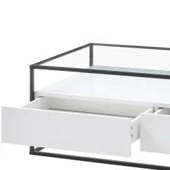Wohnen Tische<Glas-Sofatisch mit zwei Schubladen und Ablage - Nastoria