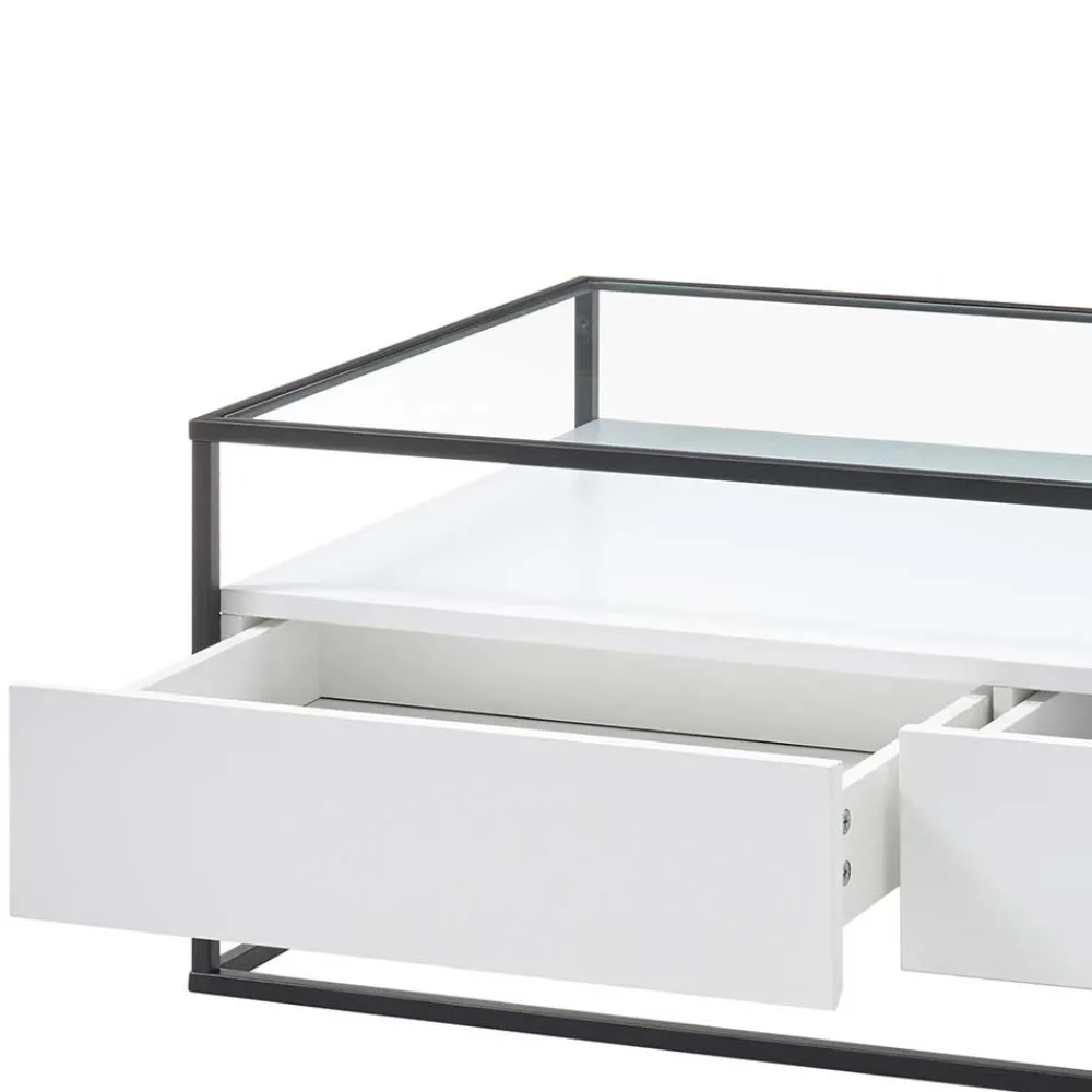 Wohnen Tische<Glas-Sofatisch mit zwei Schubladen und Ablage - Nastoria