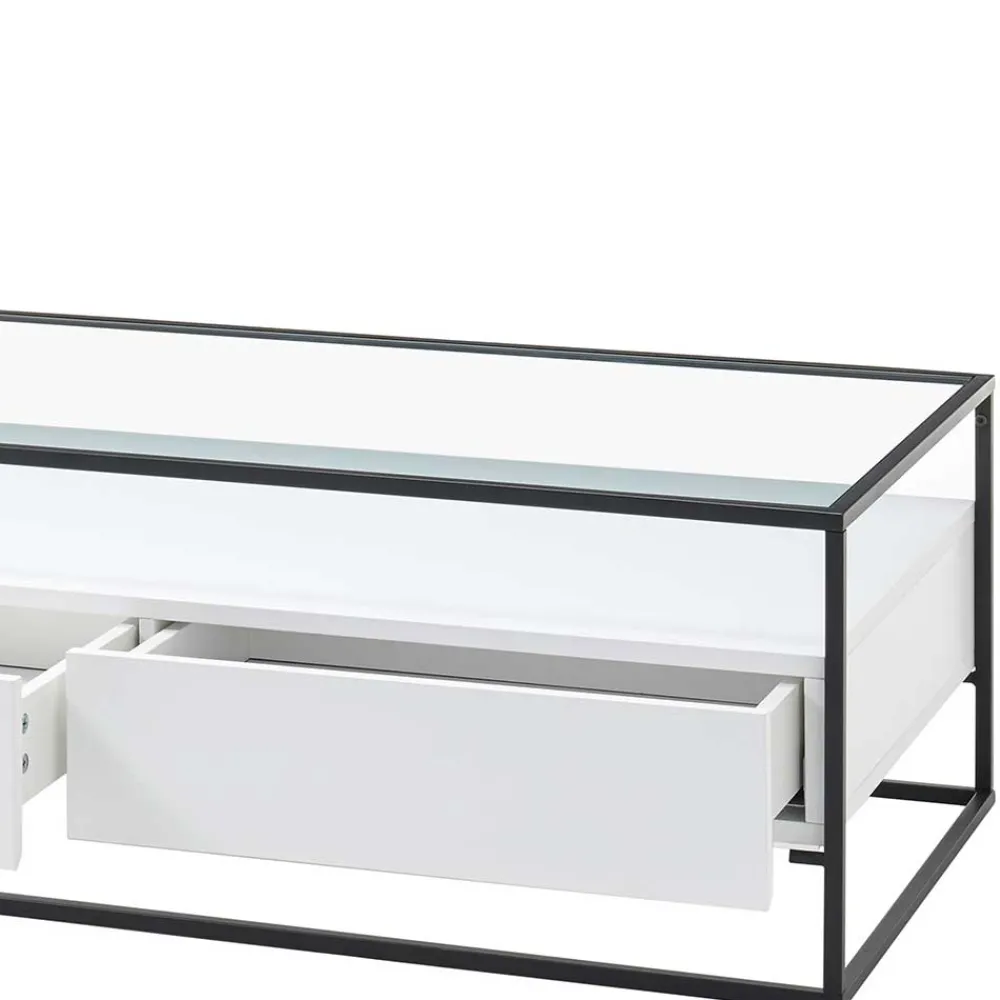 Wohnen Tische<Glas-Sofatisch mit zwei Schubladen und Ablage - Nastoria