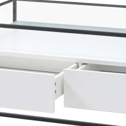 Wohnen Tische<Glas-Sofatisch mit zwei Schubladen und Ablage - Nastoria