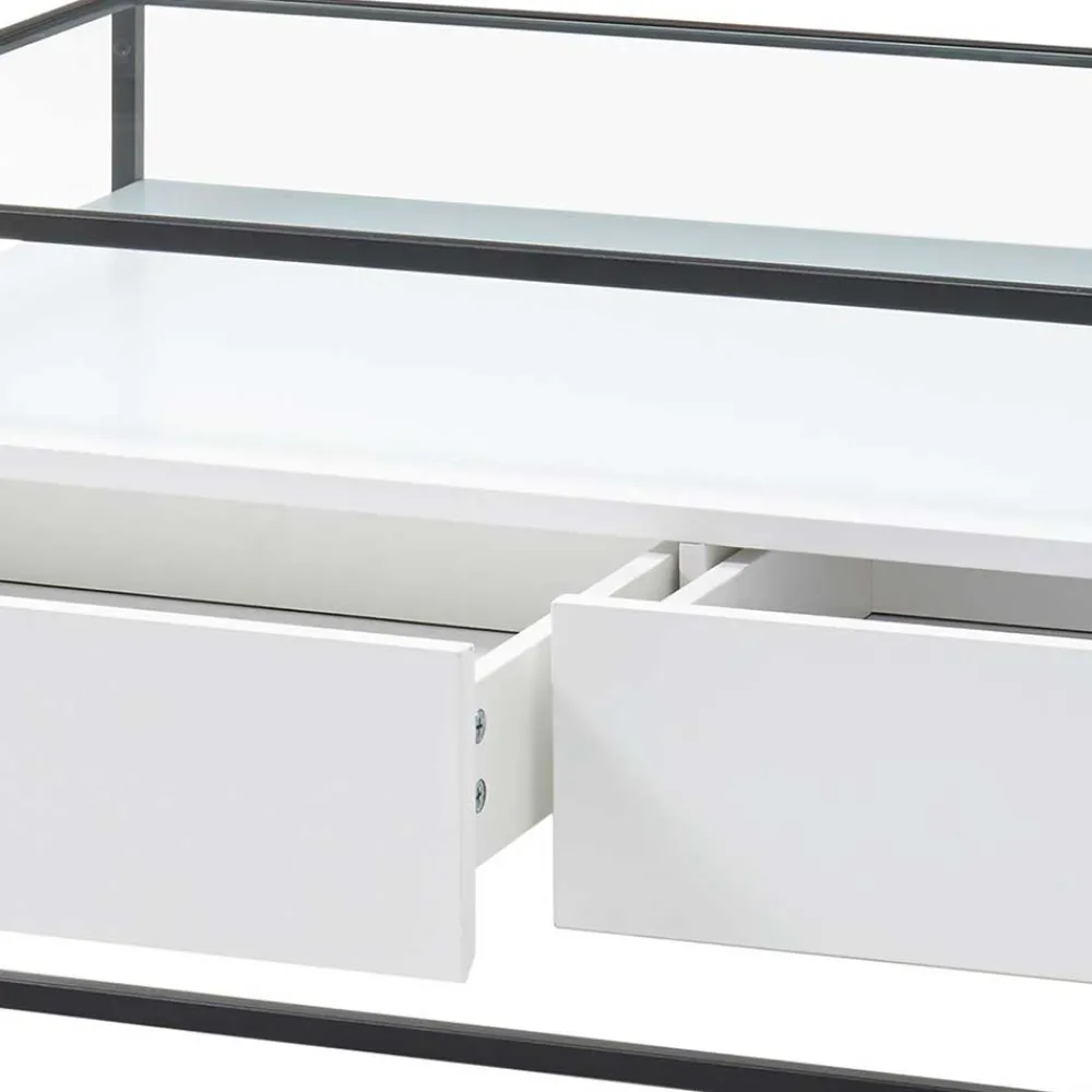Wohnen Tische<Glas-Sofatisch mit zwei Schubladen und Ablage - Nastoria