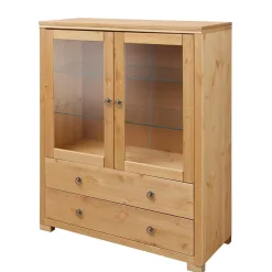 Wohnen Highboards|Vitrinen<Glastüren Highboard in Natur geölt - Vinidad