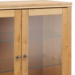 Wohnen Highboards|Vitrinen<Glastüren Highboard in Natur geölt - Vinidad