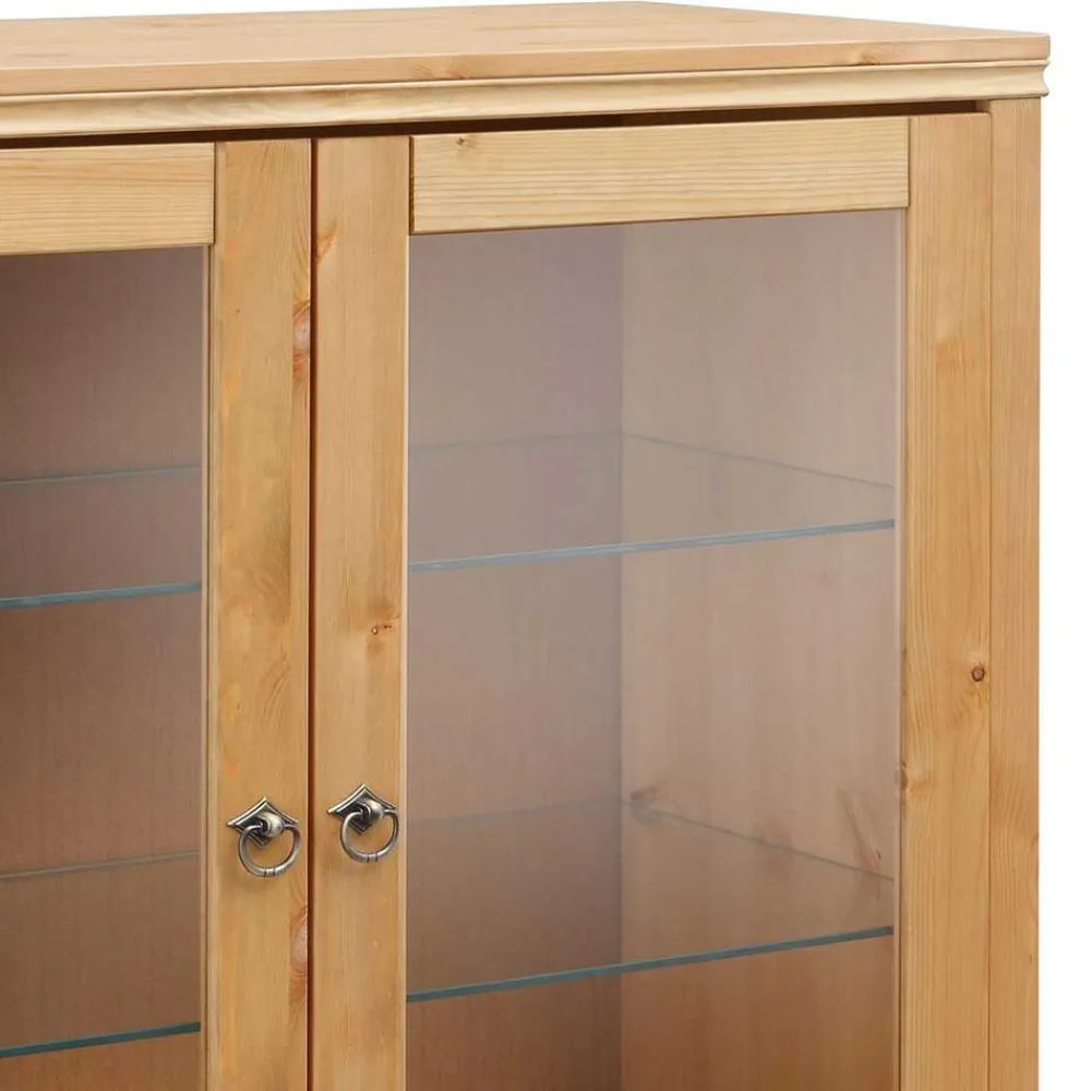 Wohnen Highboards|Vitrinen<Glastüren Highboard in Natur geölt - Vinidad