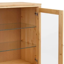Wohnen Highboards|Vitrinen<Glastüren Highboard in Natur geölt - Vinidad