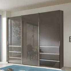Wohnen Kleiderschränke|Schränke<Gleittürenschrank in Braun Glasfront - Padrig