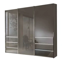 Wohnen Kleiderschränke|Schränke<Gleittürenschrank in Braun Glasfront - Padrig
