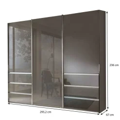 Wohnen Kleiderschränke|Schränke<Gleittürenschrank in Braun Glasfront - Padrig