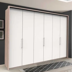 Wohnen Kleiderschränke<Gleittürenschrank in Weiß & Eiche sägerau - Vaclyn