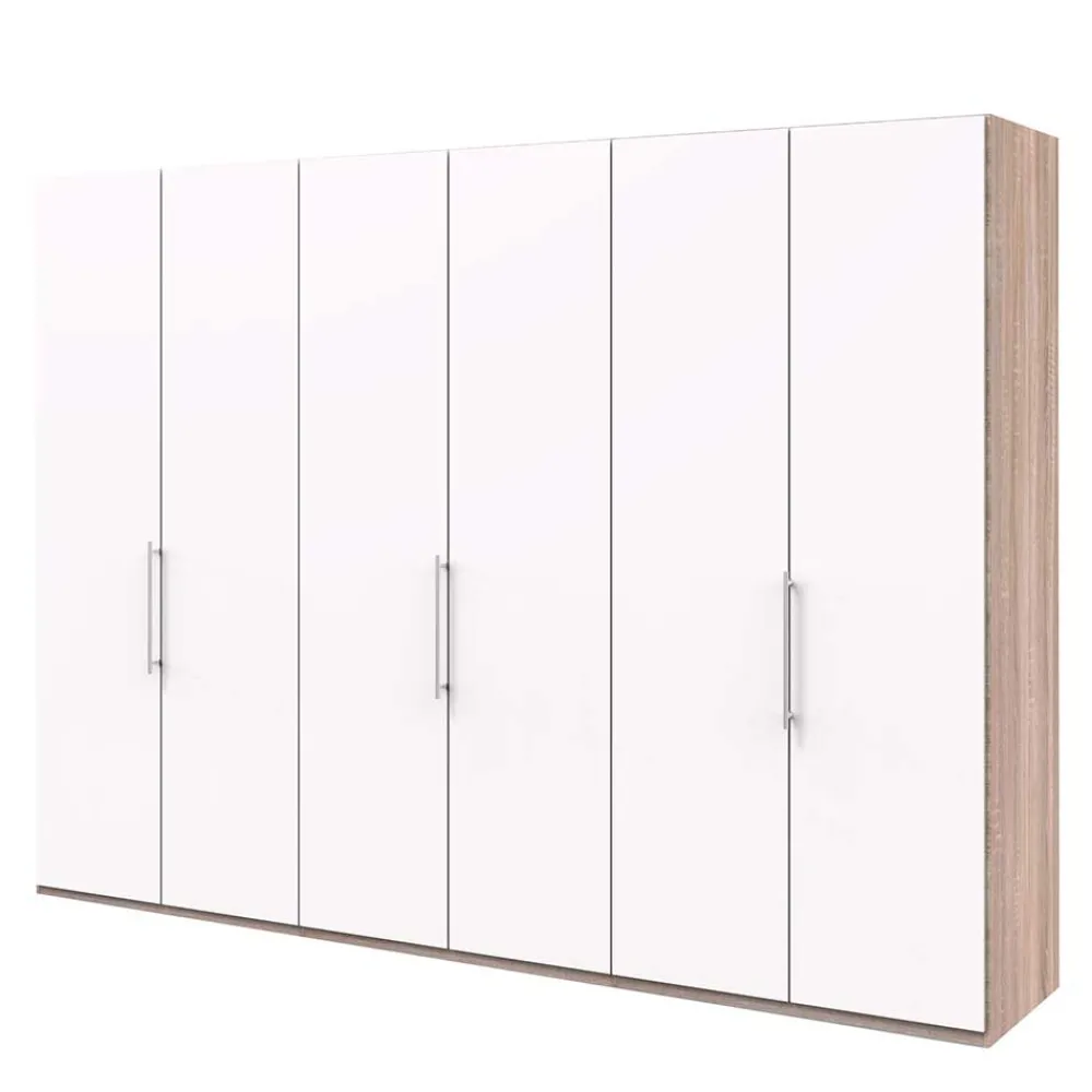Wohnen Kleiderschränke<Gleittürenschrank in Weiß & Eiche sägerau - Vaclyn