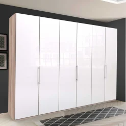 Wohnen Kleiderschränke|Schränke<Gleittüren-Schrank mit Glasfront in Weiß - Bosays