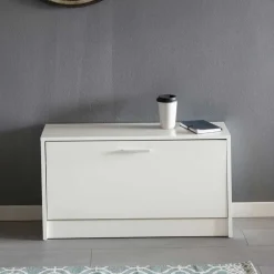 Wohnen Sitzbank<Günstige Schuhbank in Weiß mit Klappe Same 80 cm breit