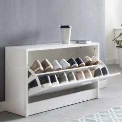 Wohnen Sitzbank<Günstige Schuhbank in Weiß mit Klappe Same 80 cm breit