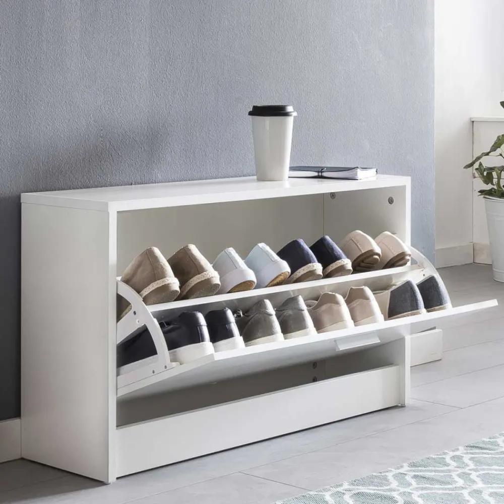 Wohnen Sitzbank<Günstige Schuhbank in Weiß mit Klappe Same 80 cm breit