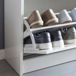 Wohnen Sitzbank<Günstige Schuhbank in Weiß mit Klappe Same 80 cm breit