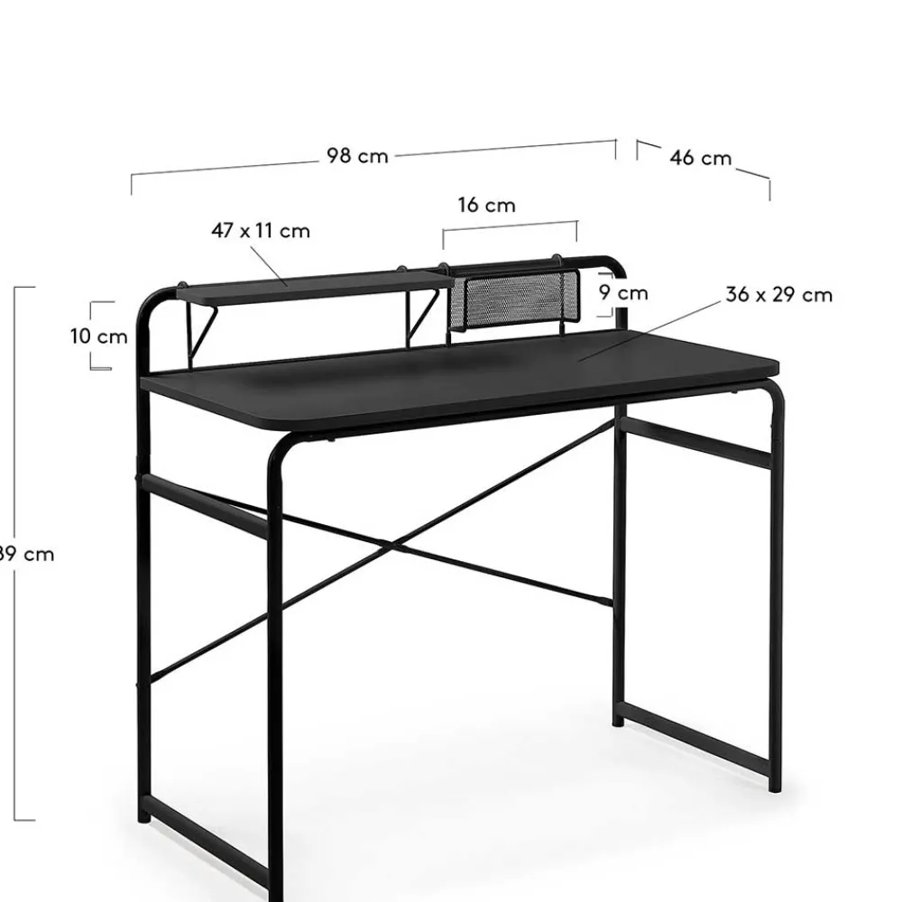 Wohnen Tische<Günstiger Schreibtisch mit Aufsatz 98x89x46 - Tibalt