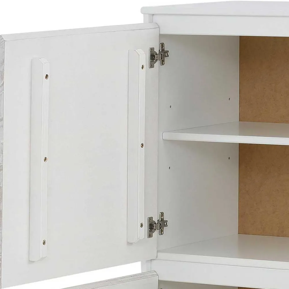 Wohnen Highboards<Günstiges Kombi Highboard in Weiß lasiert - Vagniu