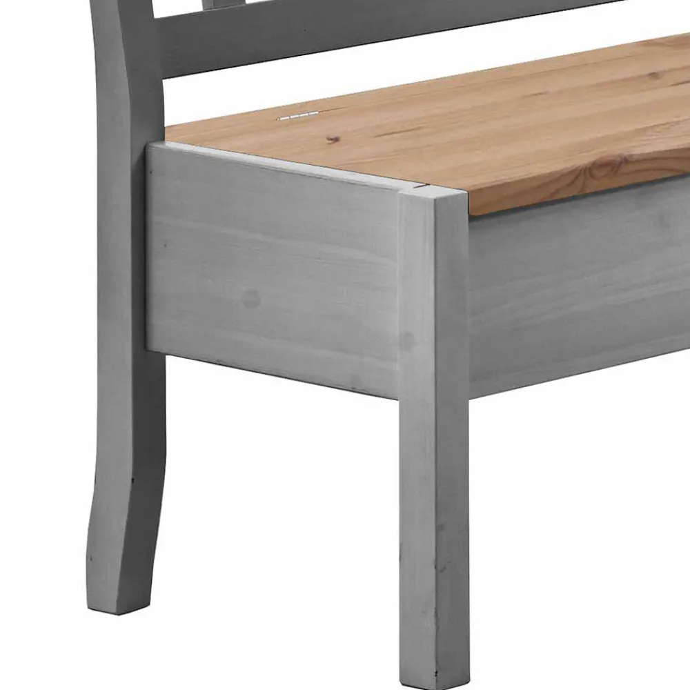 Wohnen Sitzbank<Graue Holz Eckbank Jytte mit Truhe