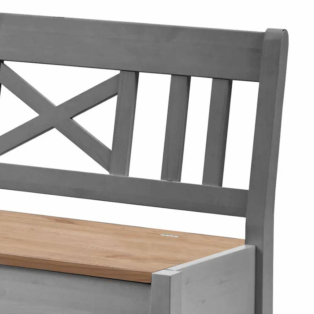 Wohnen Sitzbank<Graue Holz Eckbank Jytte mit Truhe