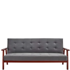 Wohnen Betten|Sofas<Graue Samt Bettcouch mit Holzgestell - Farala