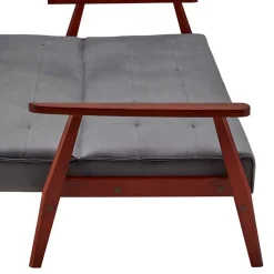 Wohnen Betten|Sofas<Graue Samt Bettcouch mit Holzgestell - Farala