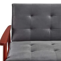 Wohnen Betten|Sofas<Graue Samt Bettcouch mit Holzgestell - Farala