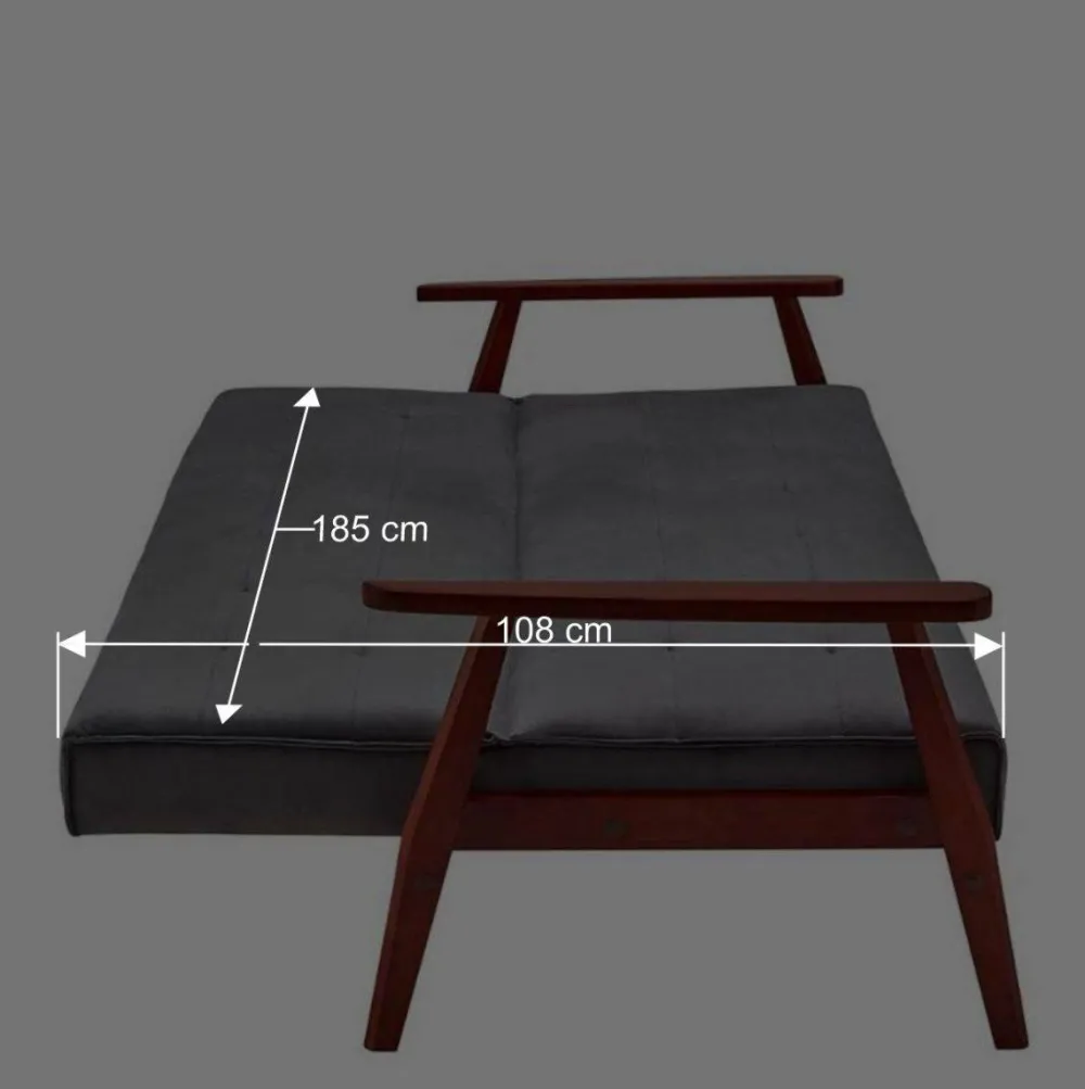 Wohnen Betten|Sofas<Graue Samt Bettcouch mit Holzgestell - Farala