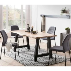 Wohnen Stühle<Graue Samtstühle mit Gestell aus Metall - Sharkas (2er Set)