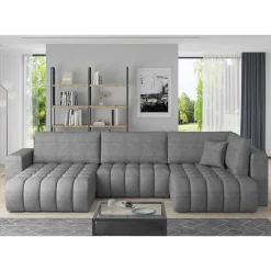 Wohnen Sofas<Graue Wohnzimmercouch mit Schlaffunktion - Rikono