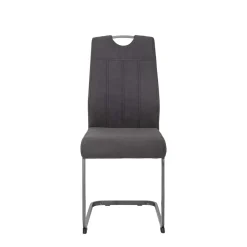 Wohnen Sessel|Stühle<Grauer Microfaser Stuhl mit Schwingfuß - Racelyn (Set)