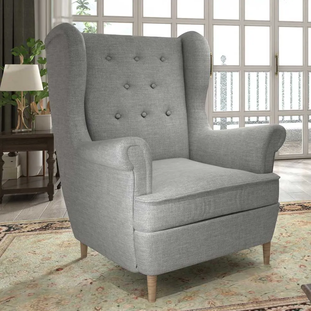 Wohnen Sessel<Grauer Ohrenbackensessel im Skandi Design - Jagoz
