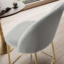 Wohnen Hocker|Stühle<Grauer Samt-Barstuhl im Retro Look - Hovalta (2er Set)