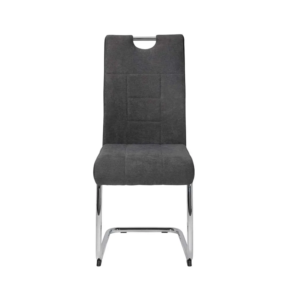 Wohnen Sessel<Grauer Schwingstuhl mit Material Mix - Parvello (Set)