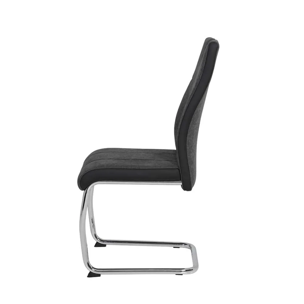 Wohnen Sessel<Grauer Schwingstuhl mit Material Mix - Parvello (Set)