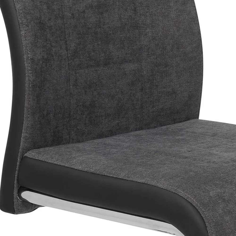Wohnen Sessel<Grauer Schwingstuhl mit Material Mix - Parvello (Set)