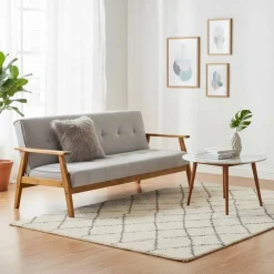 Wohnen Sofas<Graues Sofa mit Holzgestell Eiche - Florynn