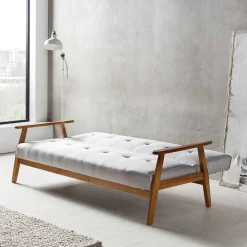 Wohnen Sofas<Graues Sofa mit Holzgestell Eiche - Florynn