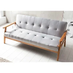 Wohnen Sofas<Graues Sofa mit Holzgestell Eiche - Florynn