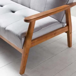 Wohnen Sofas<Graues Sofa mit Holzgestell Eiche - Florynn