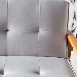 Wohnen Sofas<Graues Sofa mit Holzgestell Eiche - Florynn