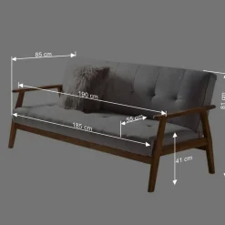 Wohnen Sofas<Graues Sofa mit Holzgestell Eiche - Florynn