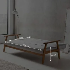 Wohnen Sofas<Graues Sofa mit Holzgestell Eiche - Florynn