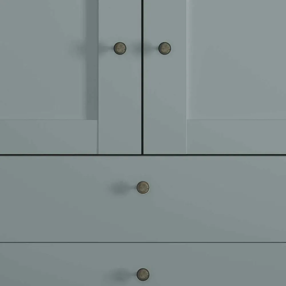 Wohnen Kleiderschränke|Schränke<Graugrüner Kleiderschrank 2-türig mit 3 Schubladen - Rajavo