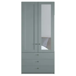 Wohnen Schränke<Graugrüner Kombi-Kleiderschrank 100 cm breit - Rajavo