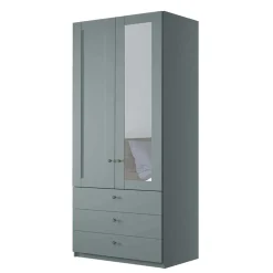 Wohnen Schränke<Graugrüner Kombi-Kleiderschrank 100 cm breit - Rajavo
