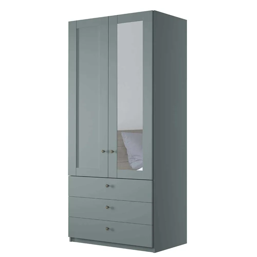Wohnen Schränke<Graugrüner Kombi-Kleiderschrank 100 cm breit - Rajavo