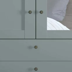 Wohnen Schränke<Graugrüner Kombi-Kleiderschrank 100 cm breit - Rajavo