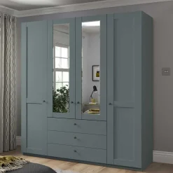 Wohnen Kleiderschränke<Graugrüner Kombi-Kleiderschrank 200 cm breit - Rajavo