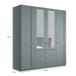 Wohnen Kleiderschränke<Graugrüner Kombi-Kleiderschrank 200 cm breit - Rajavo
