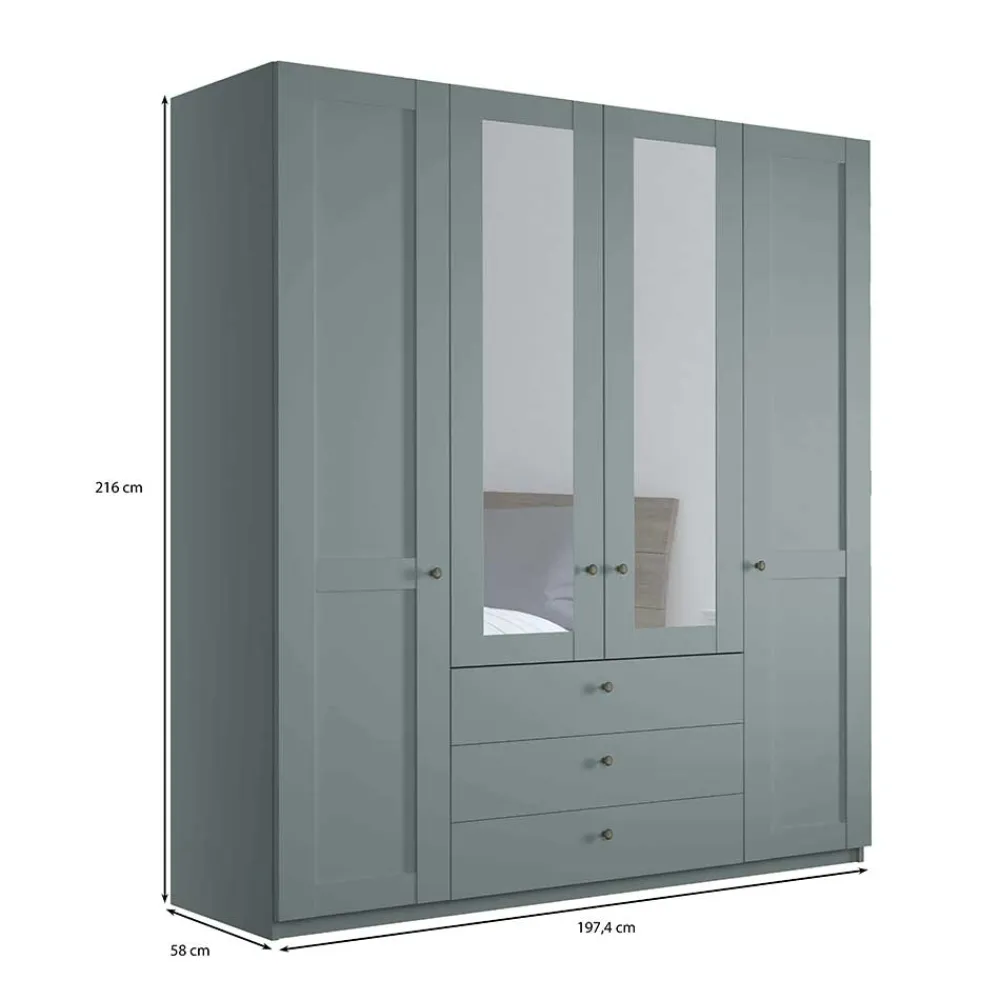Wohnen Kleiderschränke<Graugrüner Kombi-Kleiderschrank 200 cm breit - Rajavo